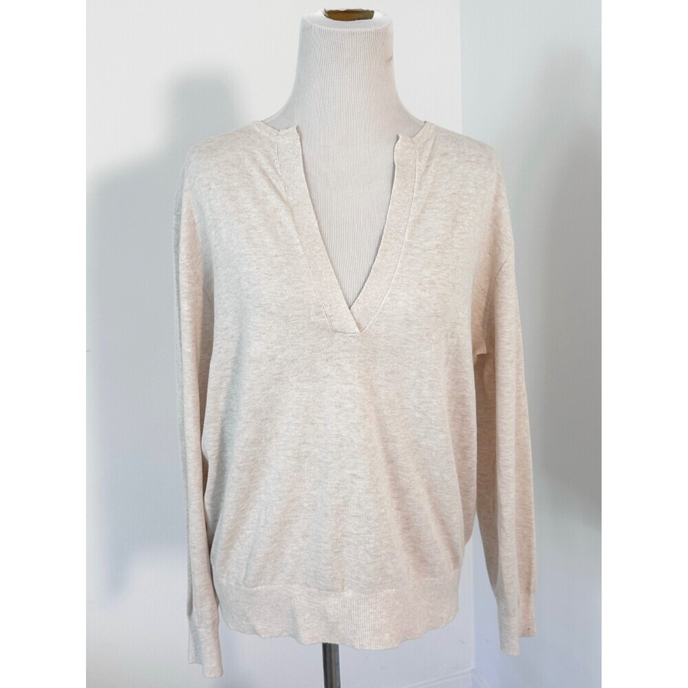 THE RESET The Low Key Women’s M Cream Sweater Cotton Linen Blend Capsule Airy